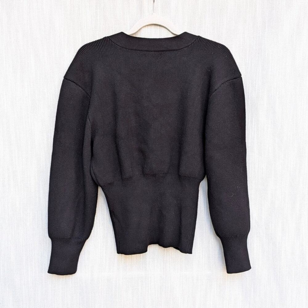 Urban Revivo Cardigan Womens 6 Black V Neck Knitted Gold Button Long Sleeve - Picture 3 of 10
